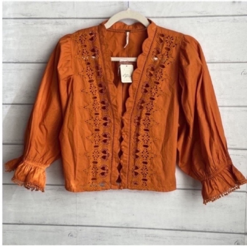 NWT Free People Louella Embroidered Crochet Crop Top